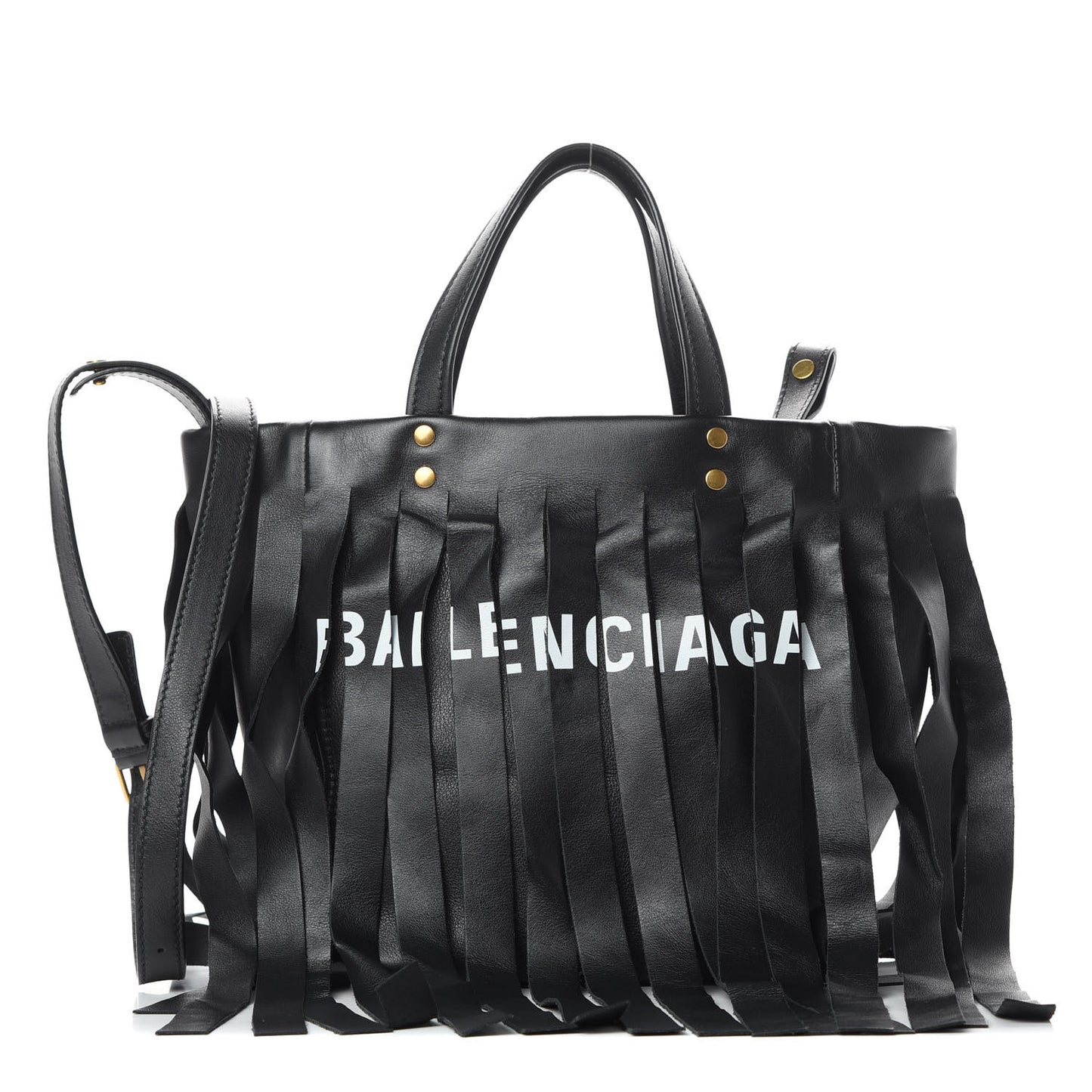 Calfskin XS Fringe Laundry Cabas Black