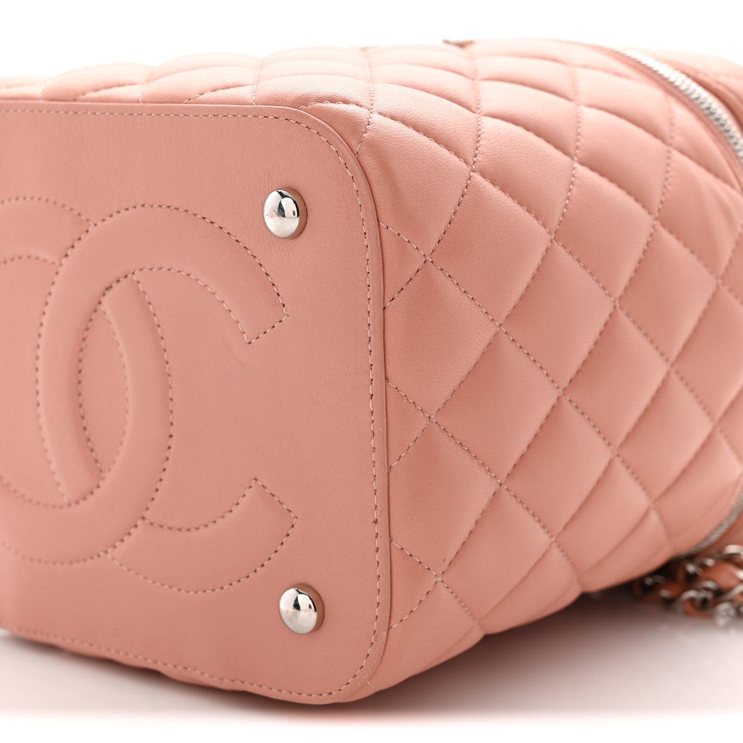 Chanel Lambskin Quilted Top Handle Vanity Case With Chain Light Pink 10 of 10