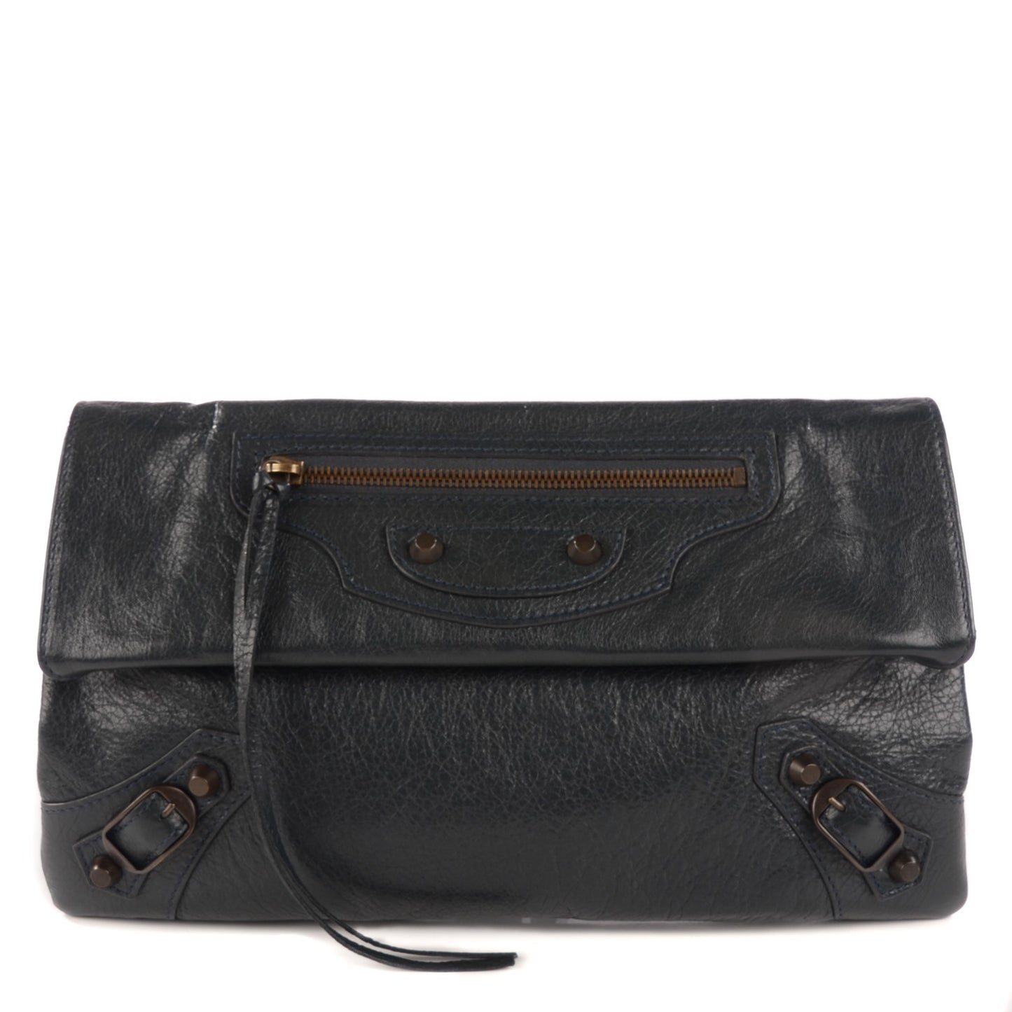 Agneau Classic Hardware Envelope Clutch Anthracite