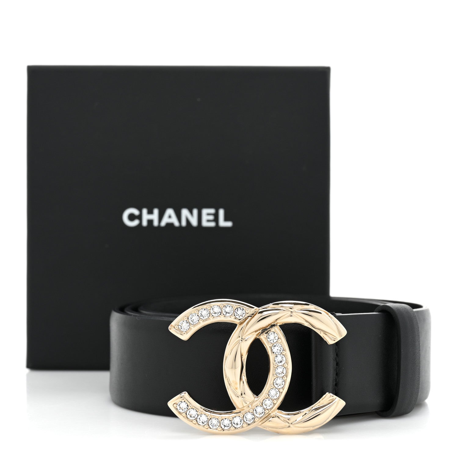 Chanel Calfskin Crystal Metal Quilted CC Belt 75 30 Black 7 of 7