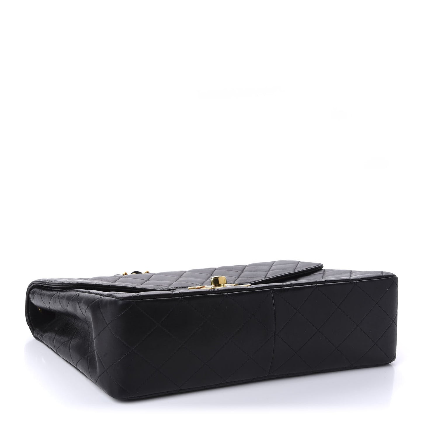 Lambskin Quilted XL Jumbo Single Flap Black
