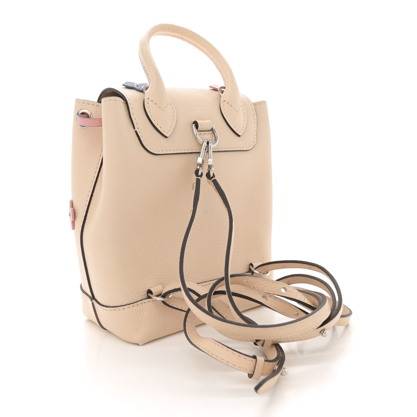 Calfskin Flowers Lockme Mini Backpack Creme