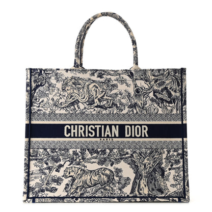 Christian Dior Canvas Embroidered Large Dioriviera Toile De Jouy Book Tote Blue 1 of 12