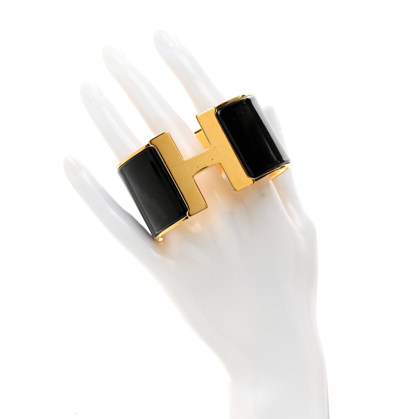 Enamel Extra Wide Clic Clac H Bracelet GM Black