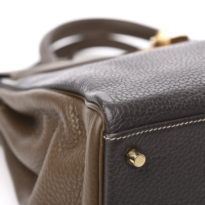 Hermes Taurillon Clemence Horseshoe Kelly Retourne 35 Vert de Gris Etoupe Toundra 7 of 11