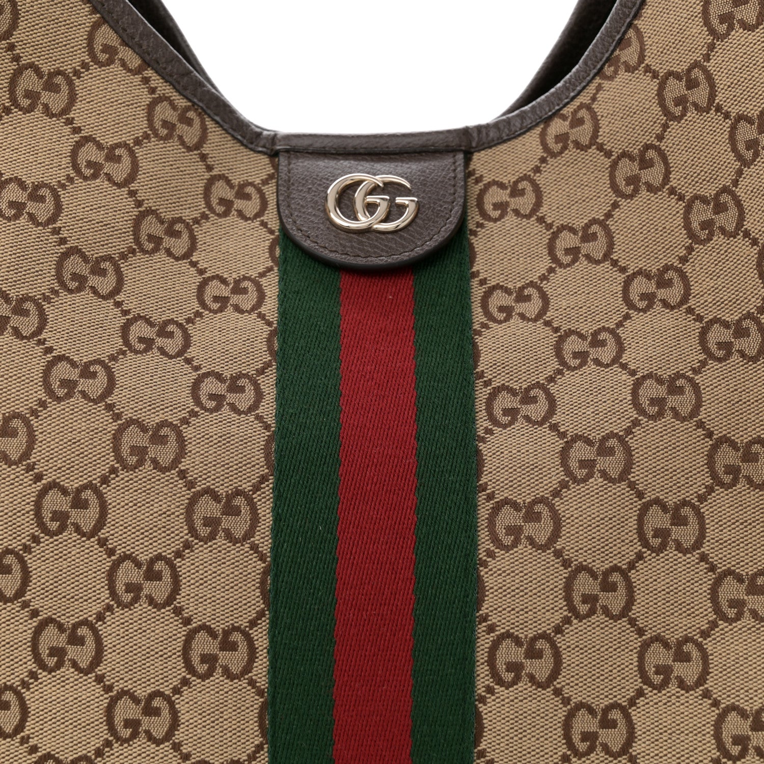 Gucci GG Monogram Web Large Giglio Tote Beige Brown 7 of 10