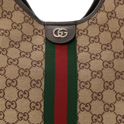 Gucci GG Monogram Web Large Giglio Tote Beige Brown 7 of 10