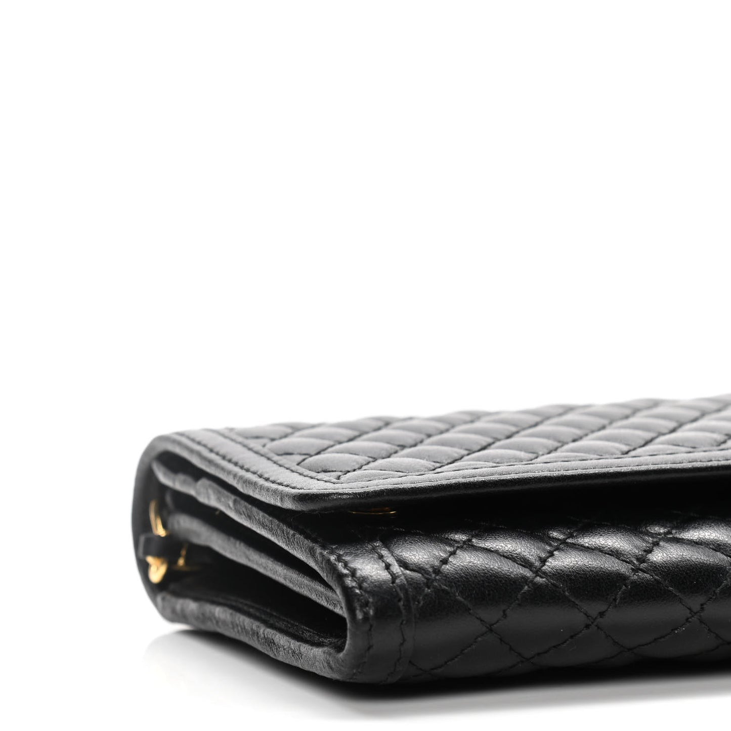 Soft Calfskin Quilted Chain Wallet Black