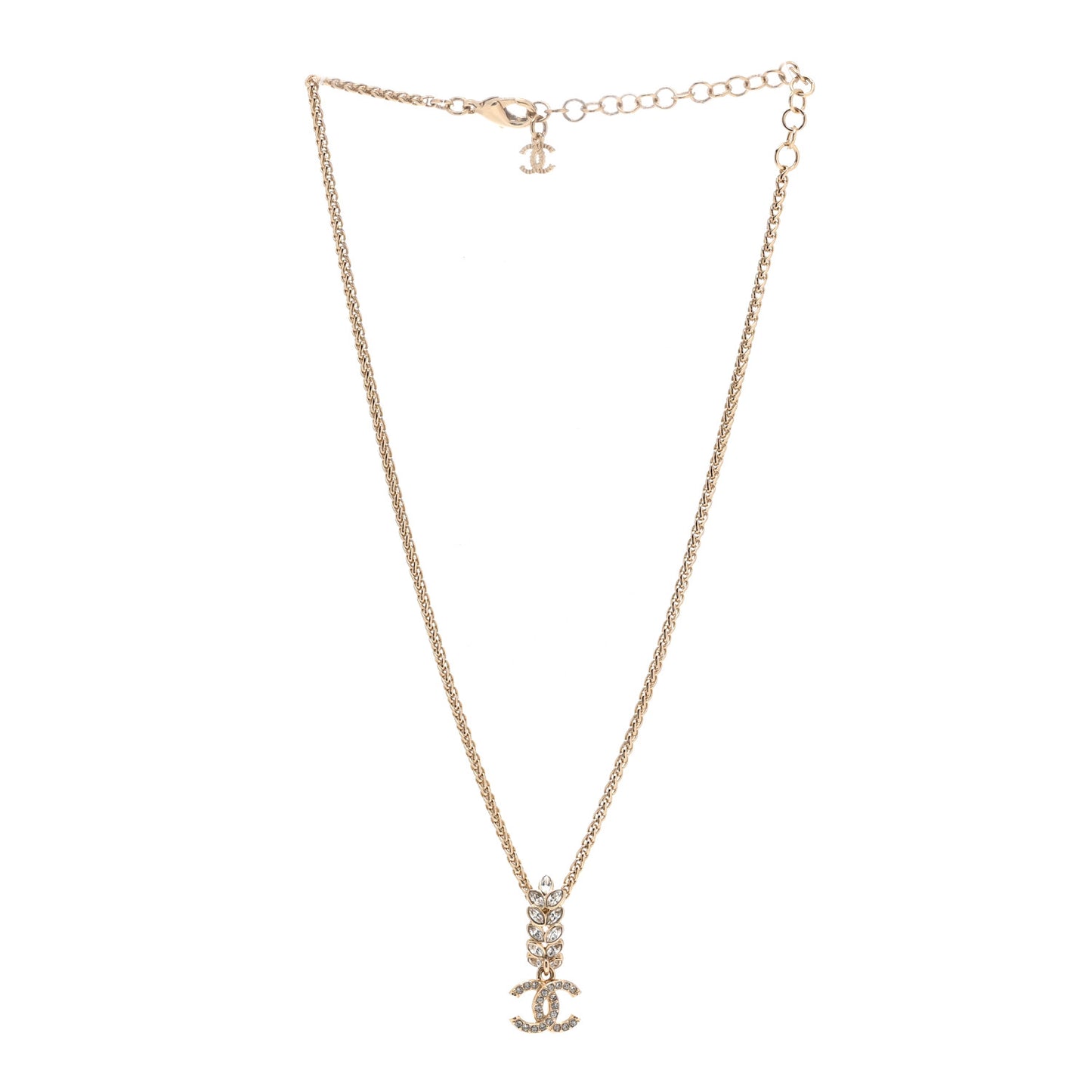 Crystal CC Pendant Necklace Gold