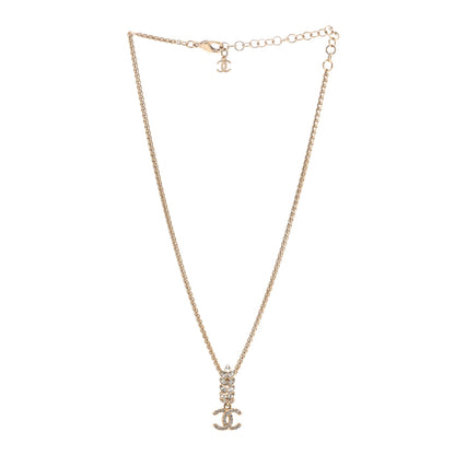 Chanel Crystal CC Pendant Necklace Gold 3 of 7