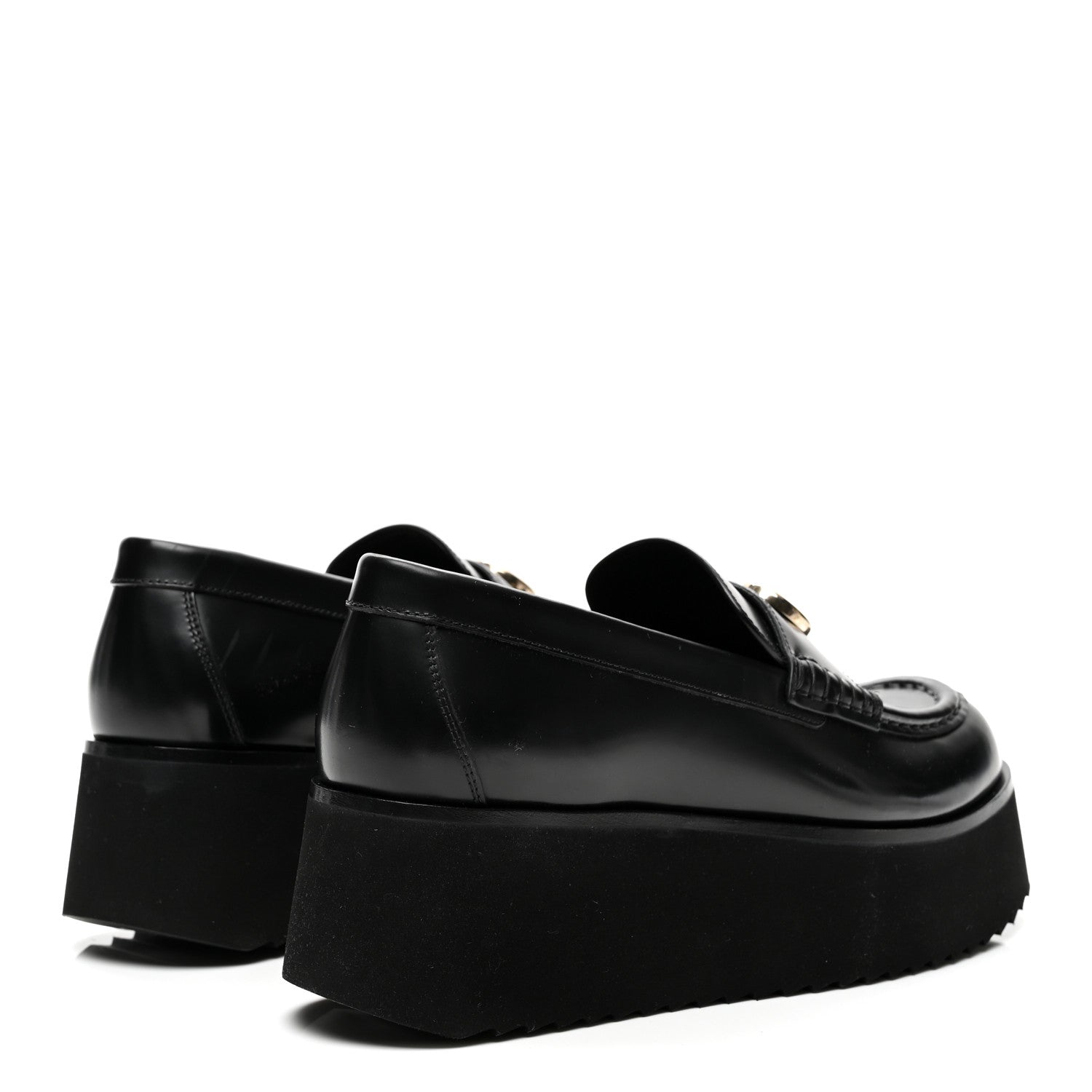 Gucci Calfskin Millennial Ribot Womens GG Wedge Platform Loafers 38 Black 4 of 9