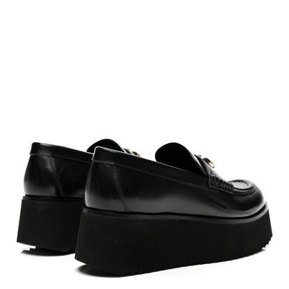 Gucci Calfskin Millennial Ribot Womens GG Wedge Platform Loafers 38 Black 4 of 9
