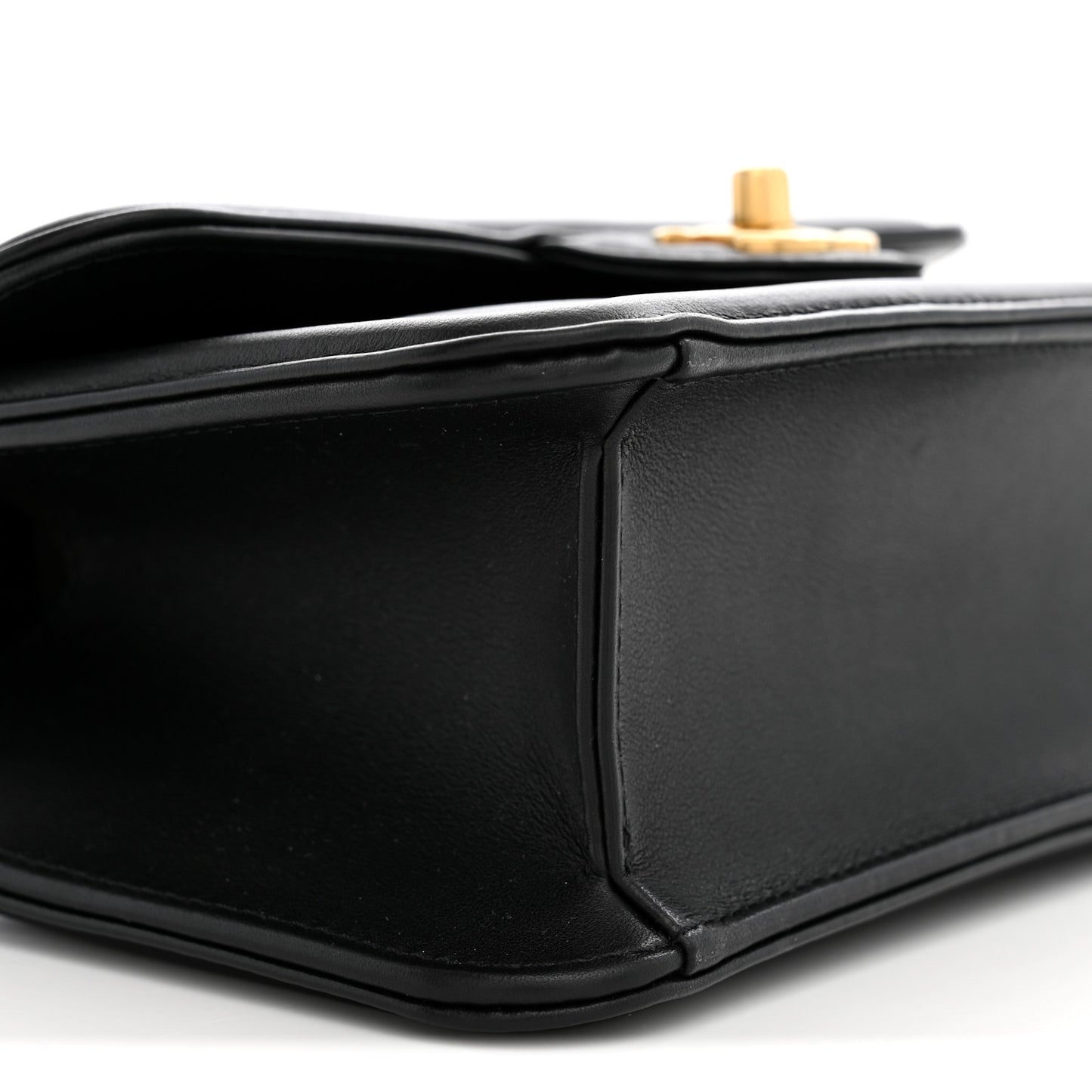Lambskin Calfskin Mini Chocolate Bar Flap Bag Black