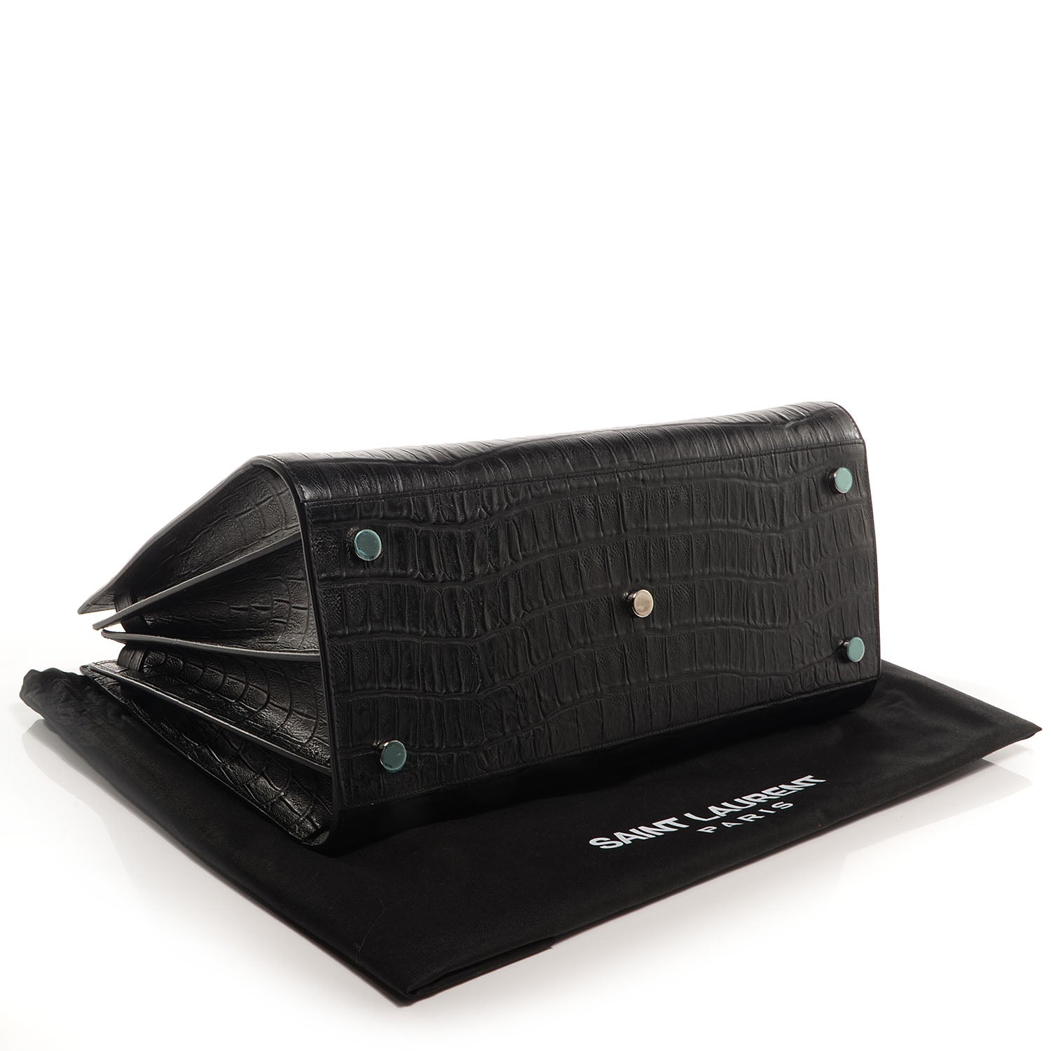 Saint Laurent Crocodile Embossed Large Sac De Jour Carryall Black 4 of 9