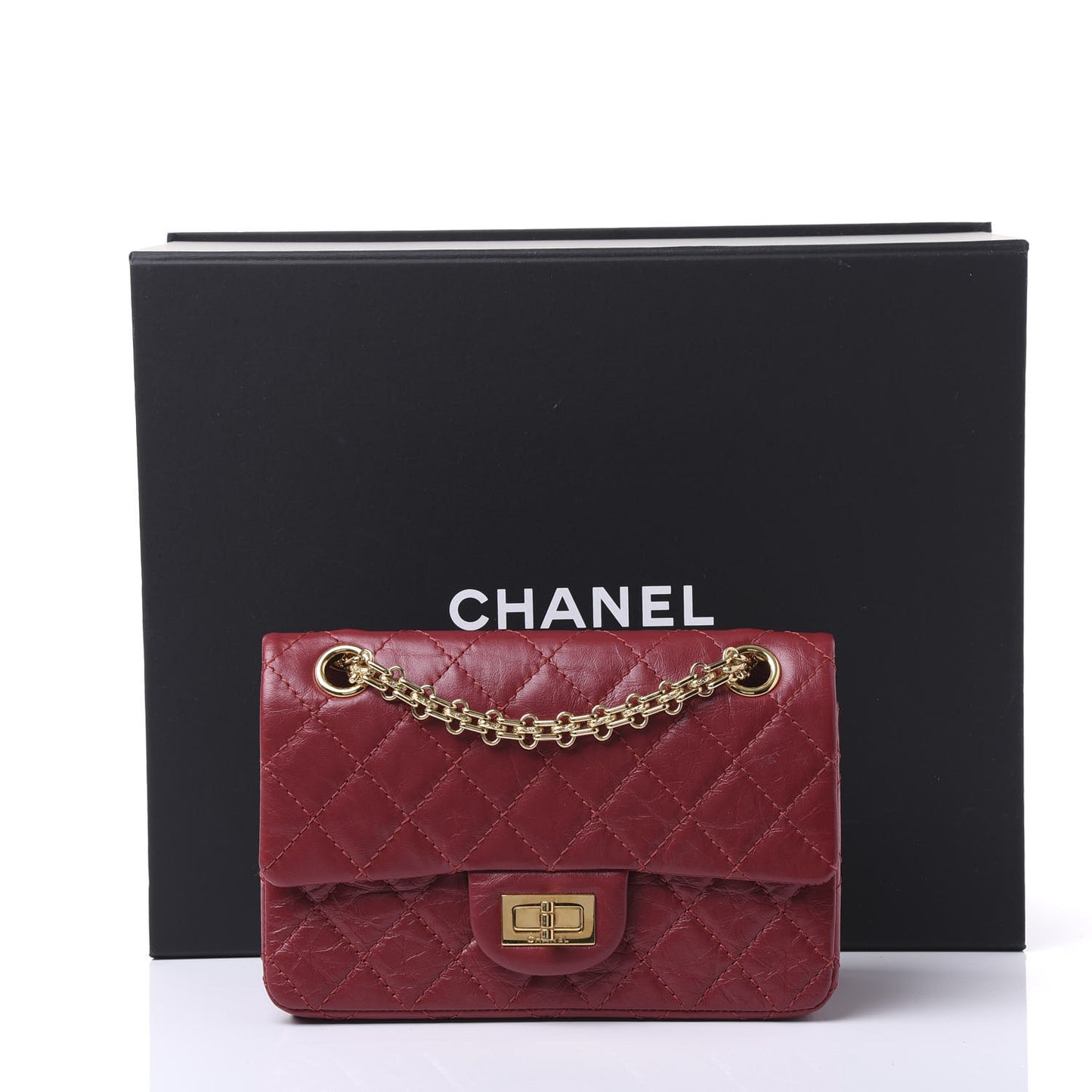 Aged Calfskin Quilted 2.55 Reissue Mini Flap Red