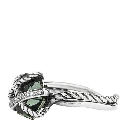 David Yurman Sterling Silver Diamond Prasiolite 10mm Cable Wrap Ring 51 5.75 3 of 4