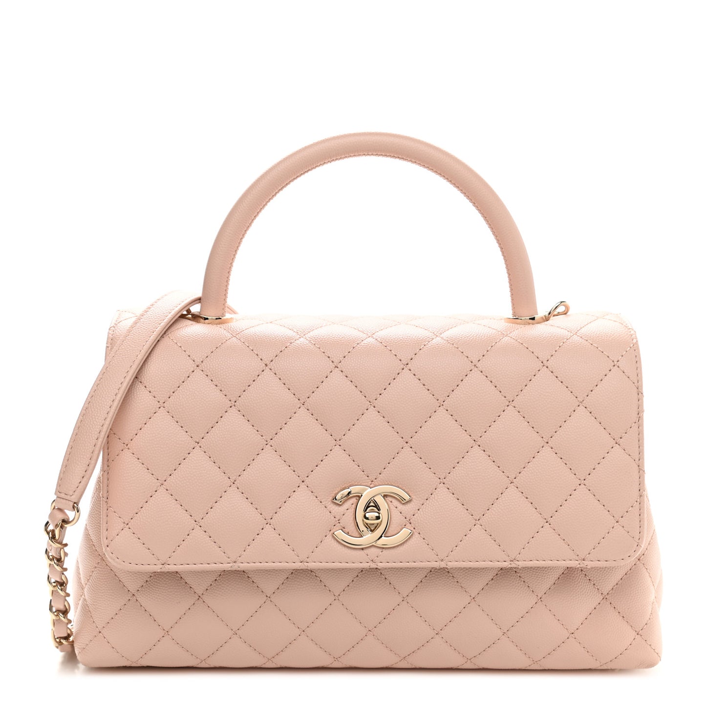 Caviar Quilted Small Coco Handle Flap Light Pink