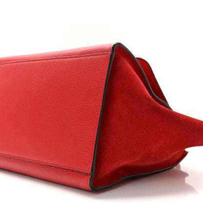Celine Drummed Calfskin Suede Medium Trapeze Coquelicot 9 of 9