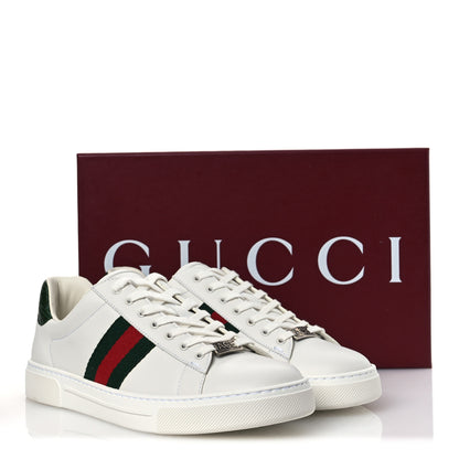 Gucci Calfskin Crocodile Web Womens Ace Sneakers 39.5 White Green 12 of 12