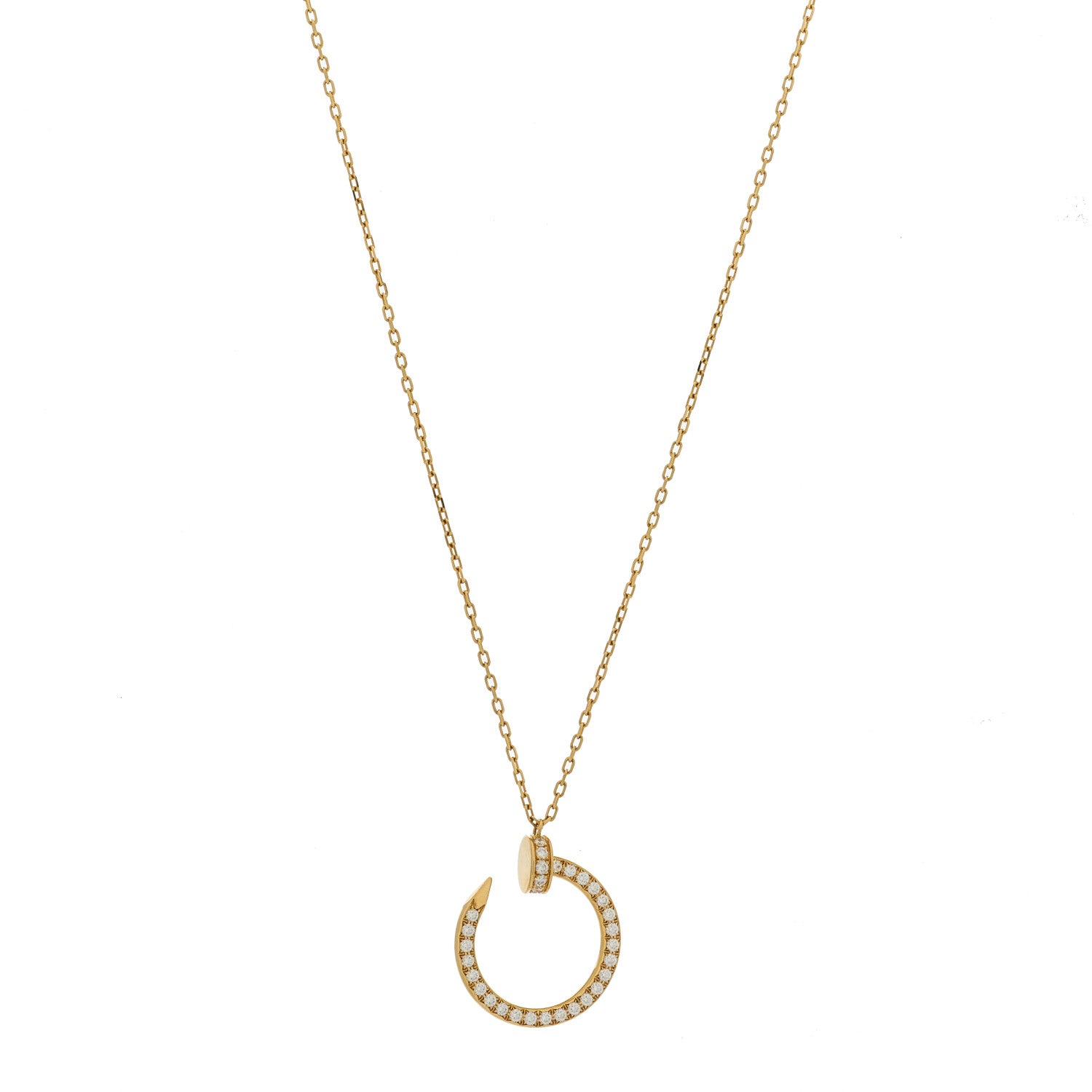 Cartier 18K Yellow Gold Diamond Juste Un Clou Paved Pendant Necklace 1 of 6