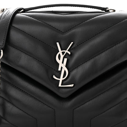 Saint Laurent Calfskin Y Quilted Monogram Small Loulou Chain Satchel Black 8 of 12