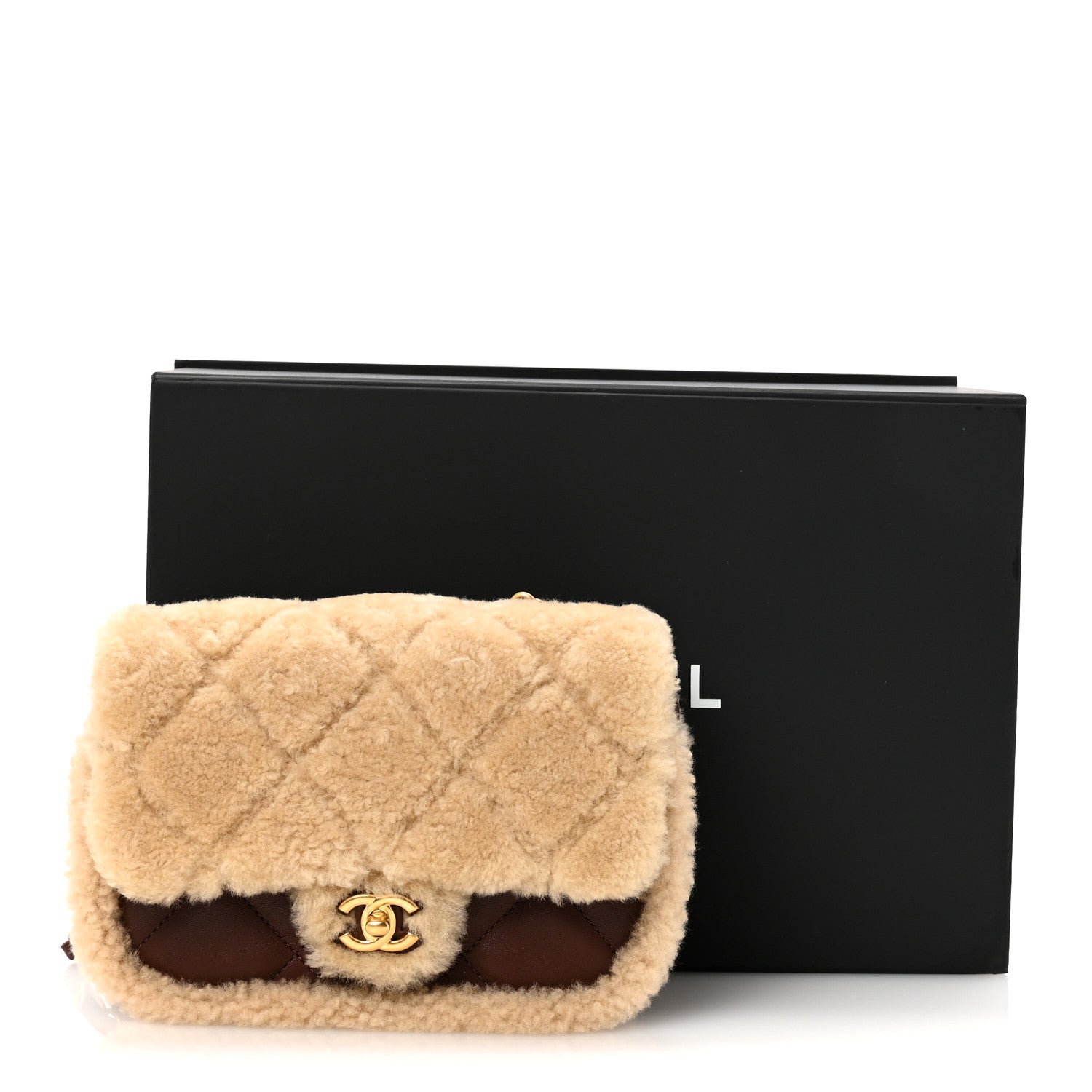 Chanel Shearling Lambskin Quilted Mini Furry Coco Flap Beige Dark Brown 21 of 21