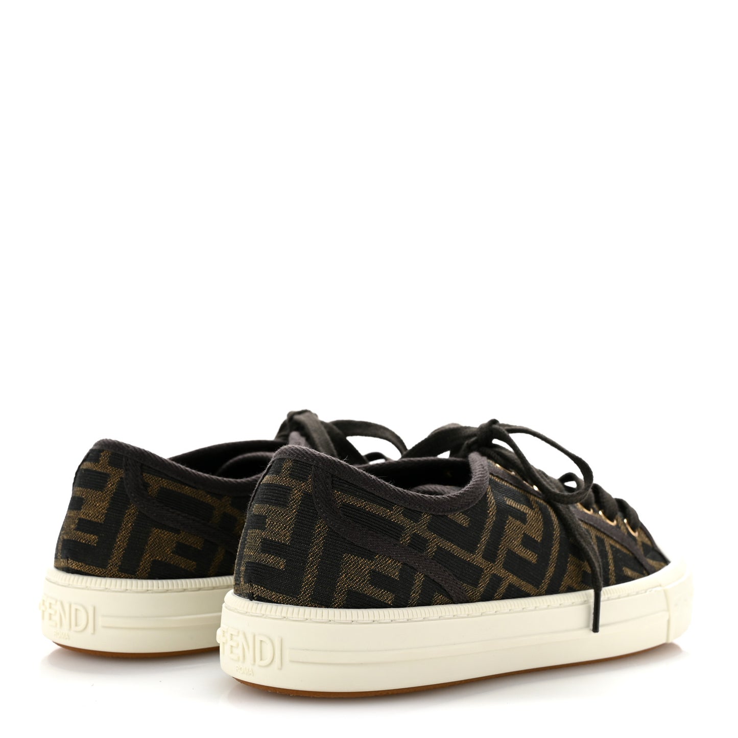 Fabric Jacquard FF Womens Domino Low Top Sneakers 38 Tobacco