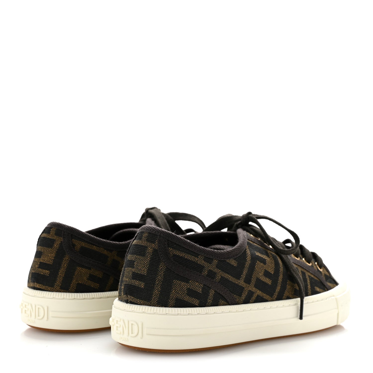 Fendi Fabric Jacquard FF Womens Domino Low Top Sneakers 38 Tobacco 5 of 10