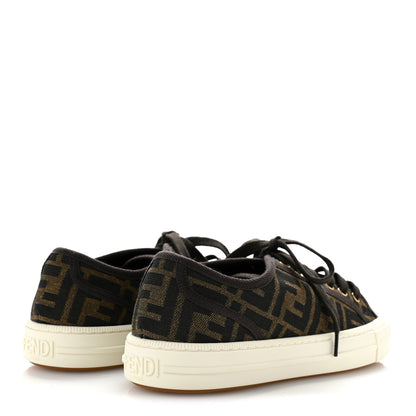 Fendi Fabric Jacquard FF Womens Domino Low Top Sneakers 38 Tobacco 5 of 10