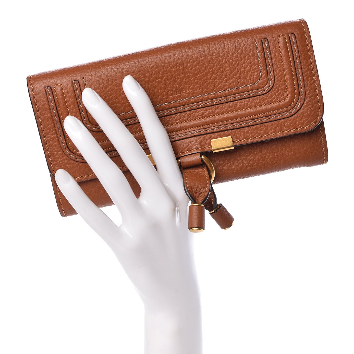 Calfskin Marcie Continental Flap Wallet Tan