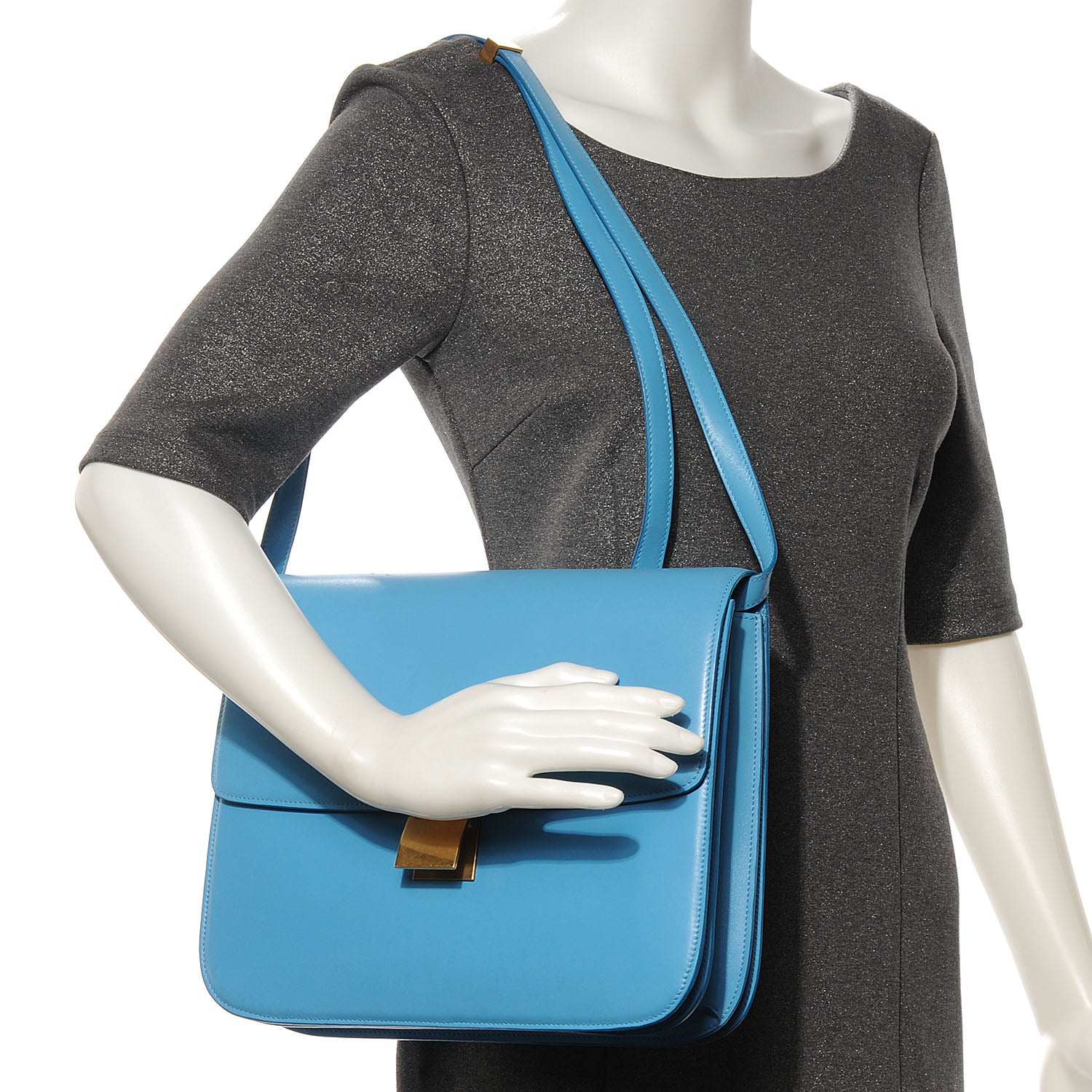 Celine Leather Large Classic Box Flap Bag Lagoon 2 of 9