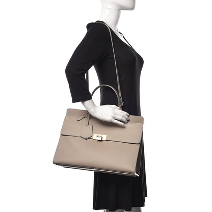 Balenciaga Calfskin Le Dix M Cartable Shoulder Bag Pearl Grey 2 of 15