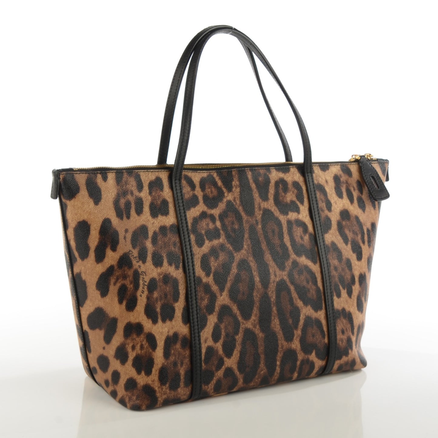 Textured Calfskin Leopard Print Miss Escape Tote