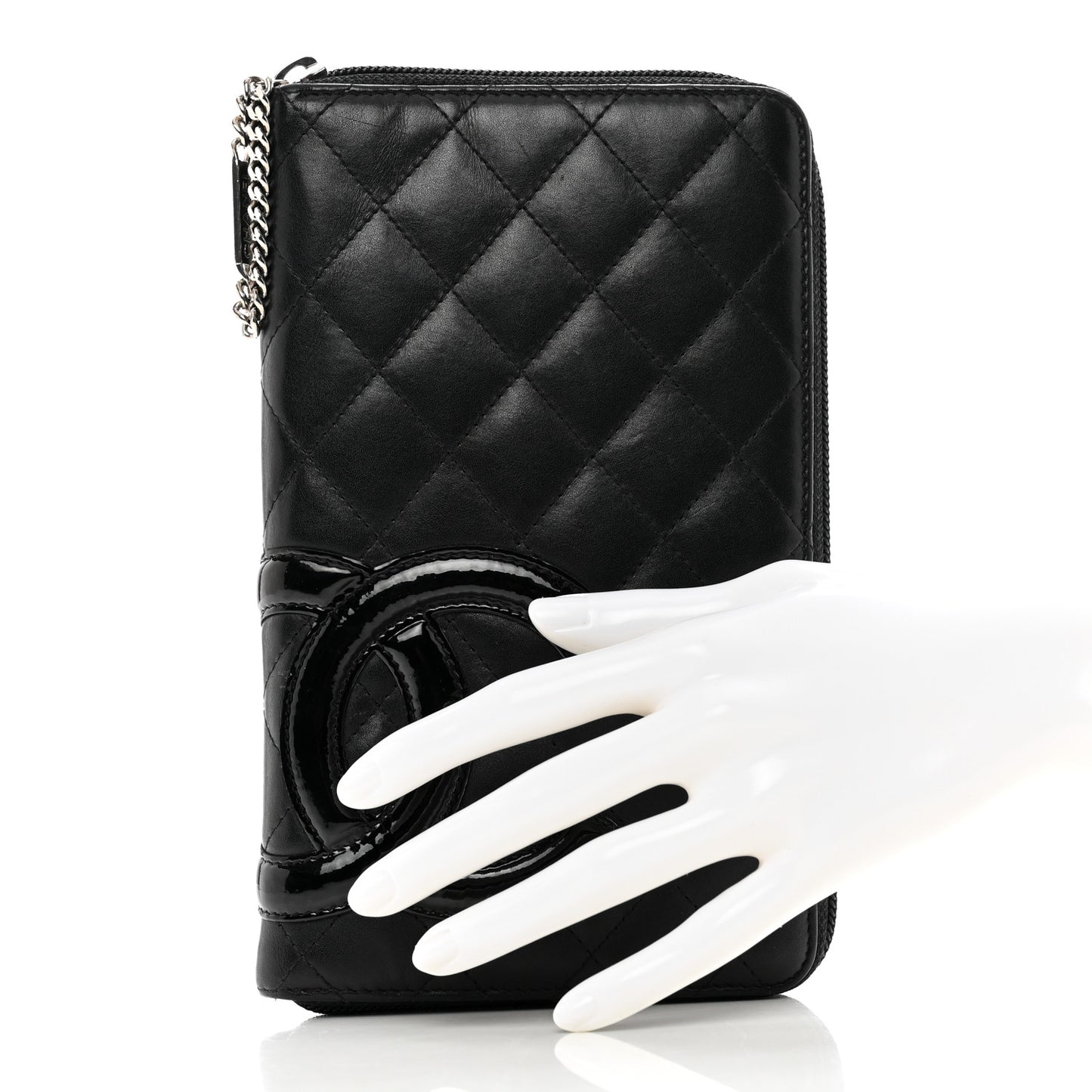 Calfskin Cambon Zip Around Organizer Wallet Black