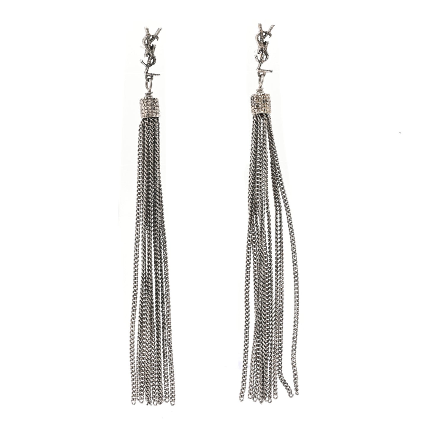 Metal Monogram Loulou Tassel Earrings Silver