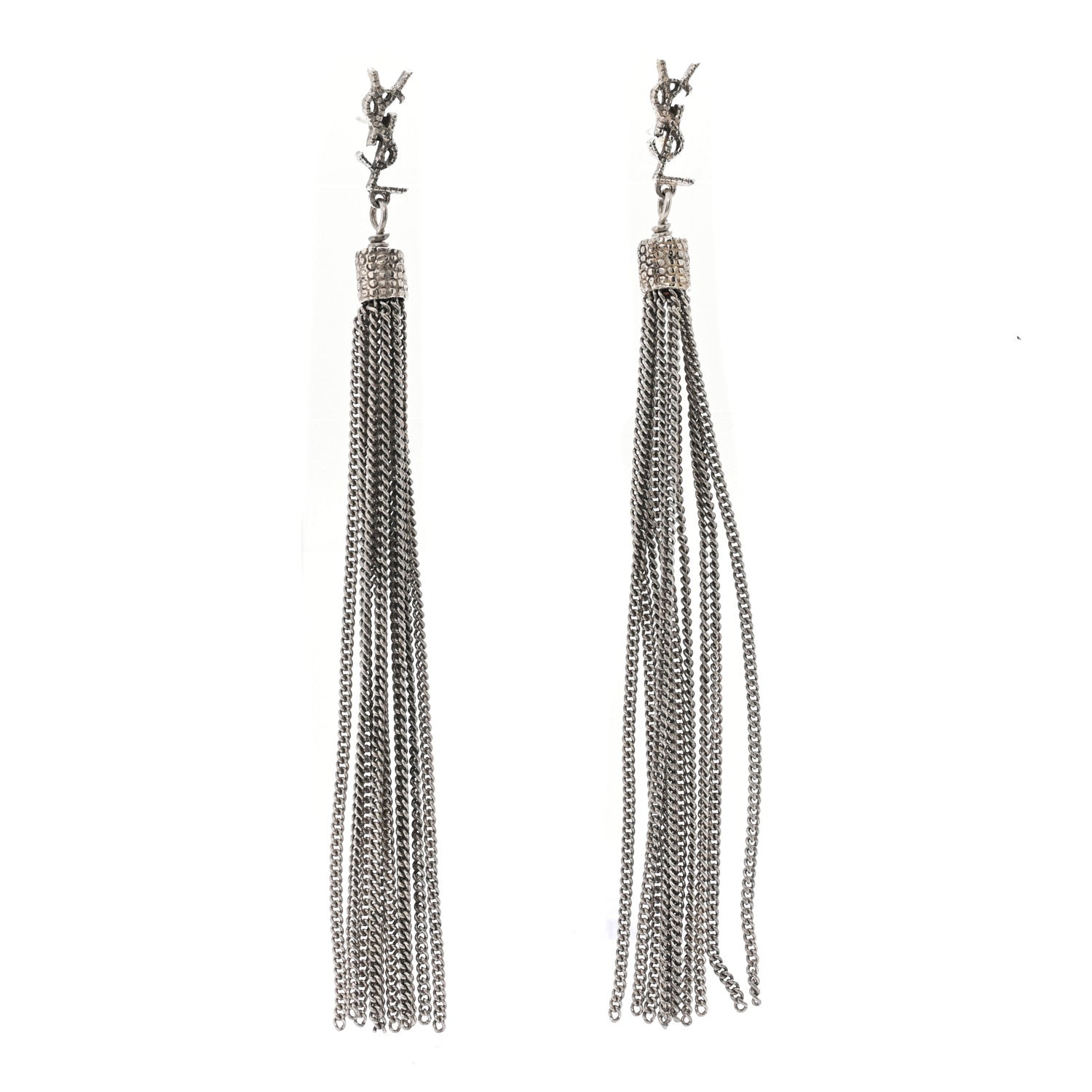 Saint Laurent Metal Monogram Loulou Tassel Earrings Silver 1 of 4