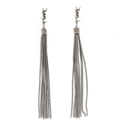 Saint Laurent Metal Monogram Loulou Tassel Earrings Silver 1 of 4