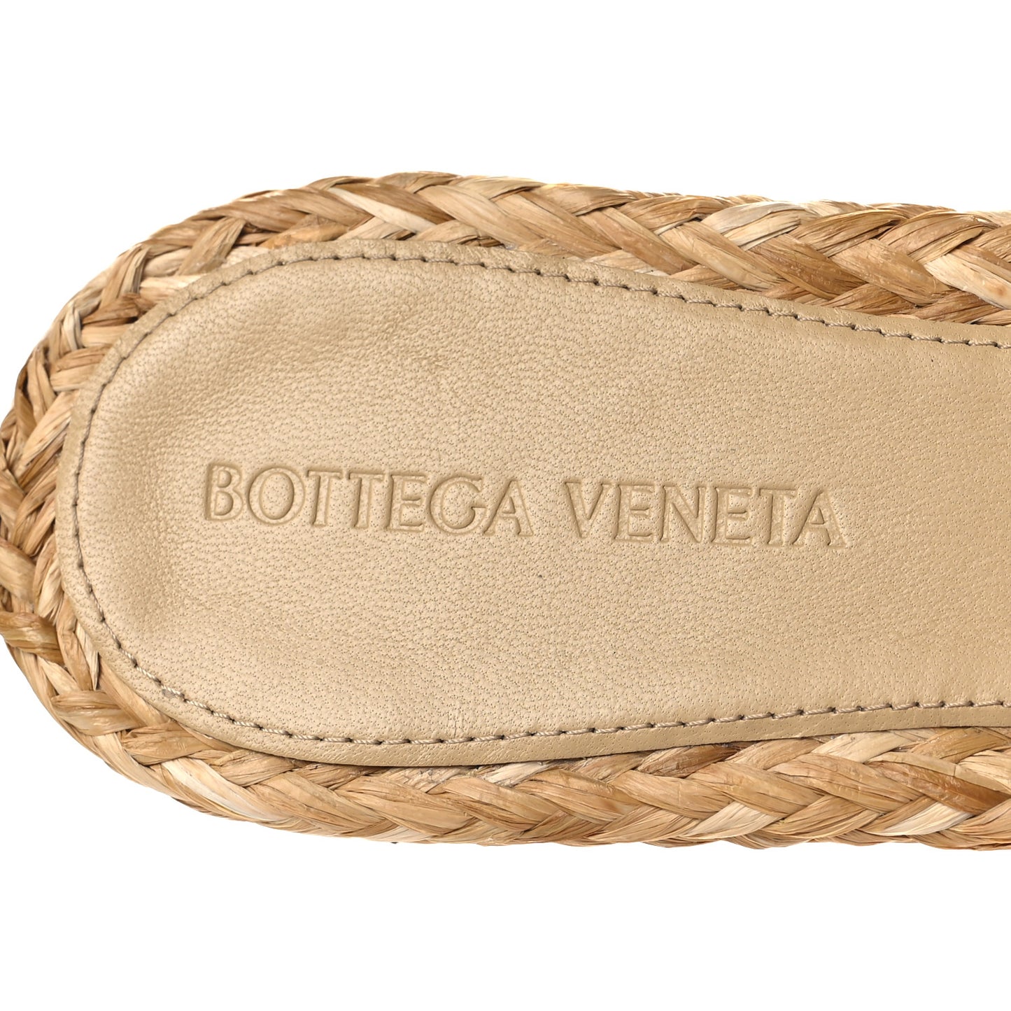 Raffia Twisted Intrecciato Stretch Flat Sandals 37.5 Macadamia