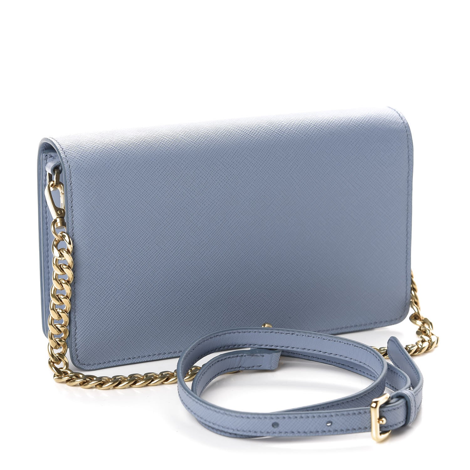 Prada Saffiano Soft Calf Bandoliera Chain Crossbody Bag Astrale 3 of 9