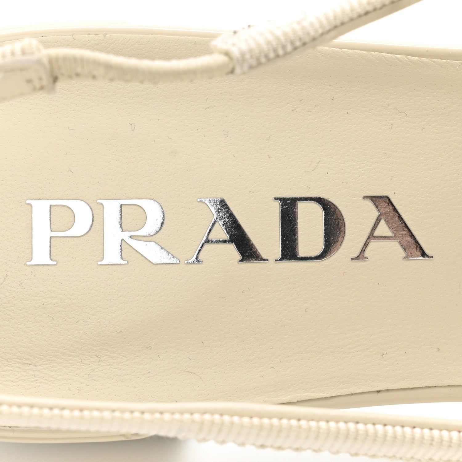 Prada Vernice Triangle Bow 45mm Slingback Pumps 38.5 Avorio 6 of 9