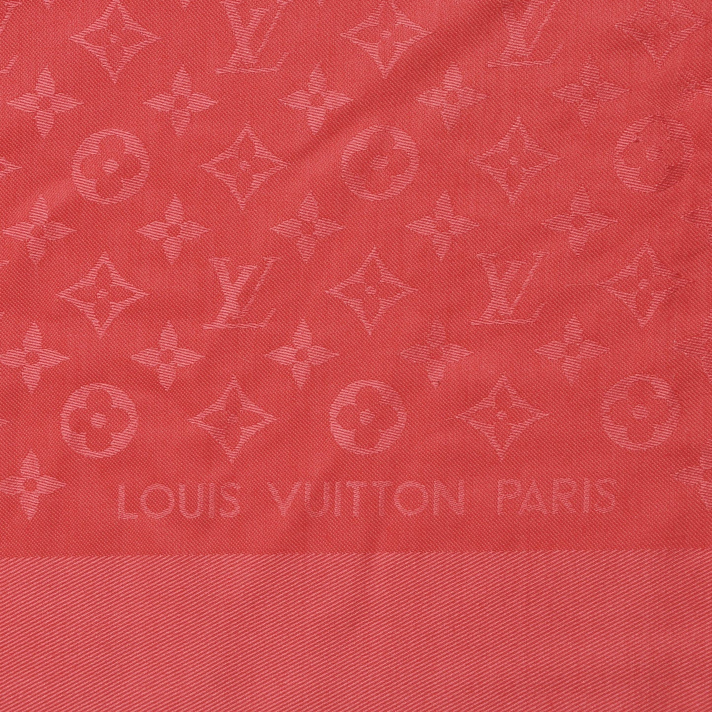 Silk Wool Monogram Voile Shawl Vermillon