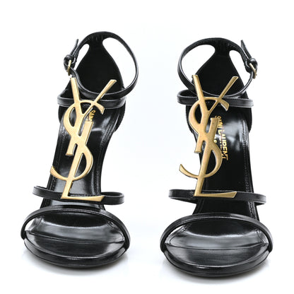 Saint Laurent Calfskin Cassandra 100 Ankle Strap Sandals 37 Black 2 of 7