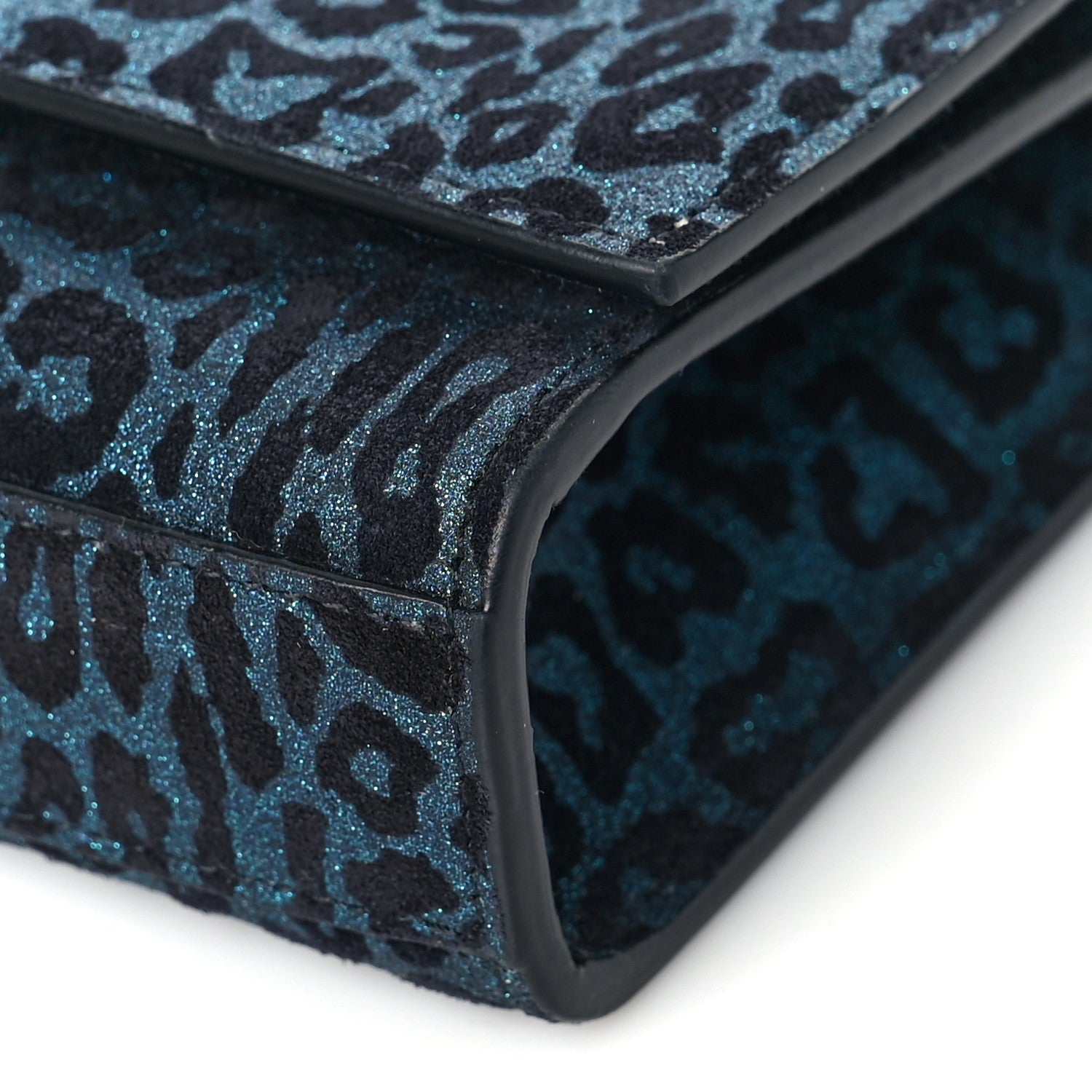Saint Laurent Glitter Leopard Small Monogram Kate Satchel Blue 8 of 9