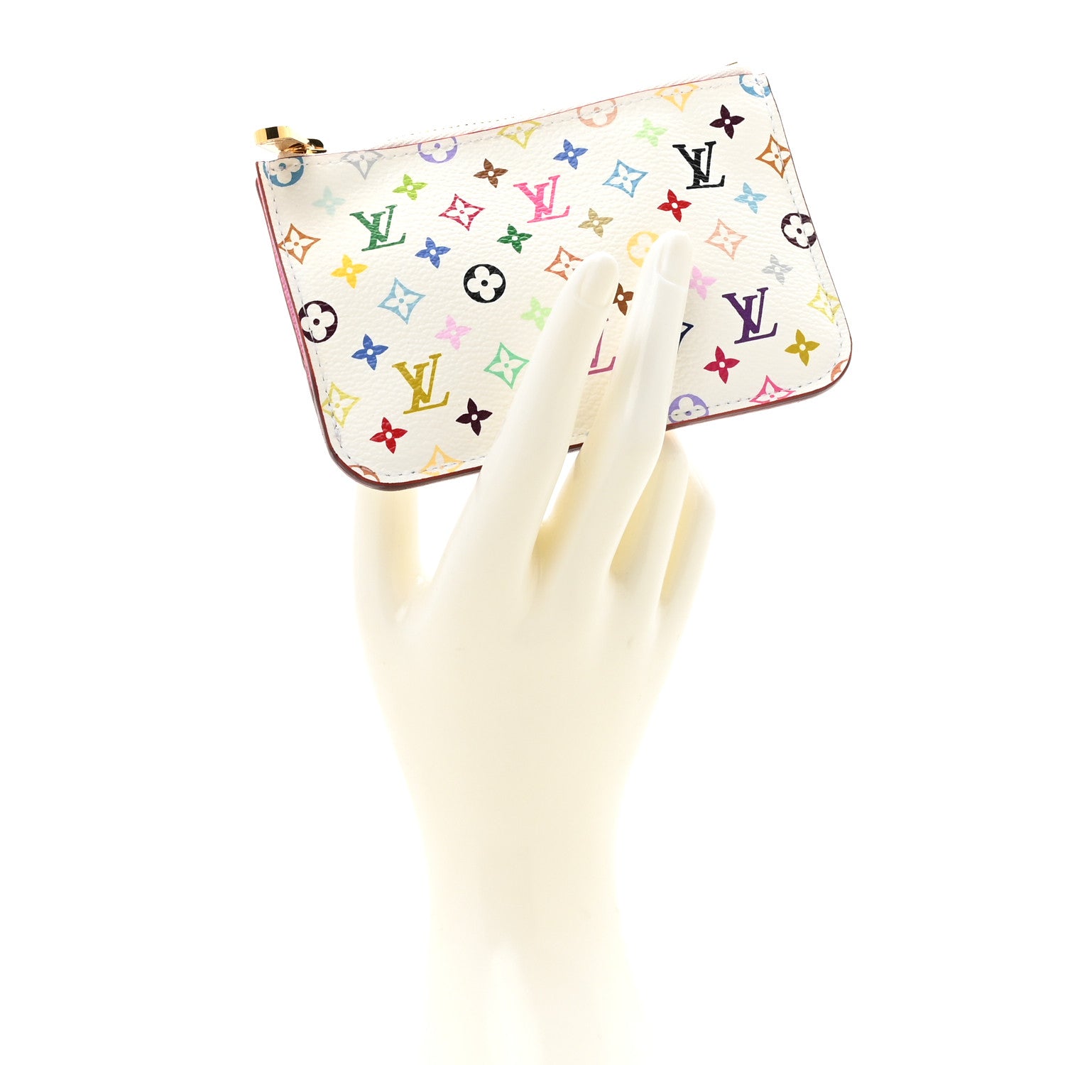 Louis Vuitton Monogram Multicolor Key Pouch White Litchi 2 of 7