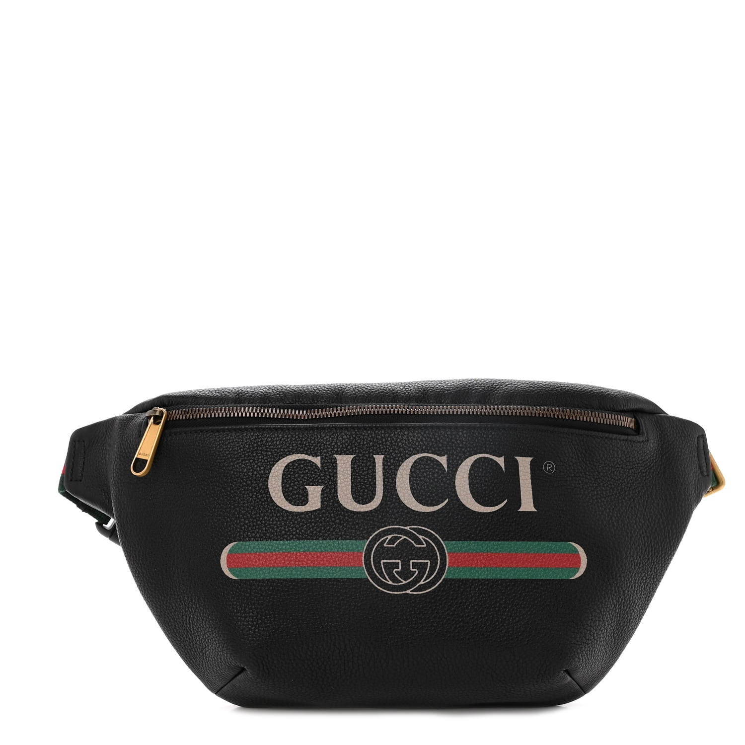 Gucci Grained Calfskin Logo Belt Bag Black 1 of 9