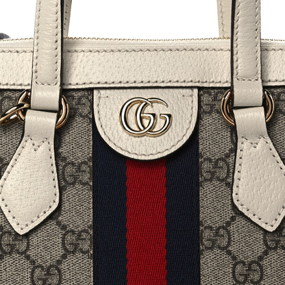 Gucci GG Supreme Monogram Textured Dollar Calfskin Web Small Ophidia Tote Bag Beige Ebony Mystic White 11 of 11
