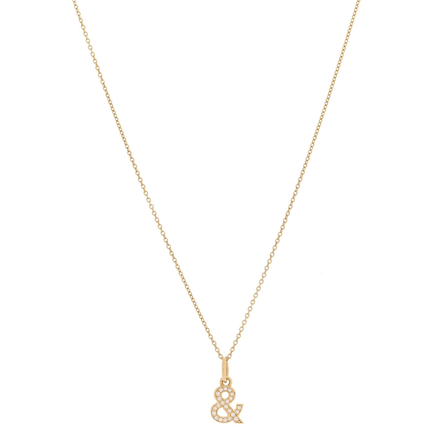 18K Yellow Gold Diamond Ampersand Pendant Necklace