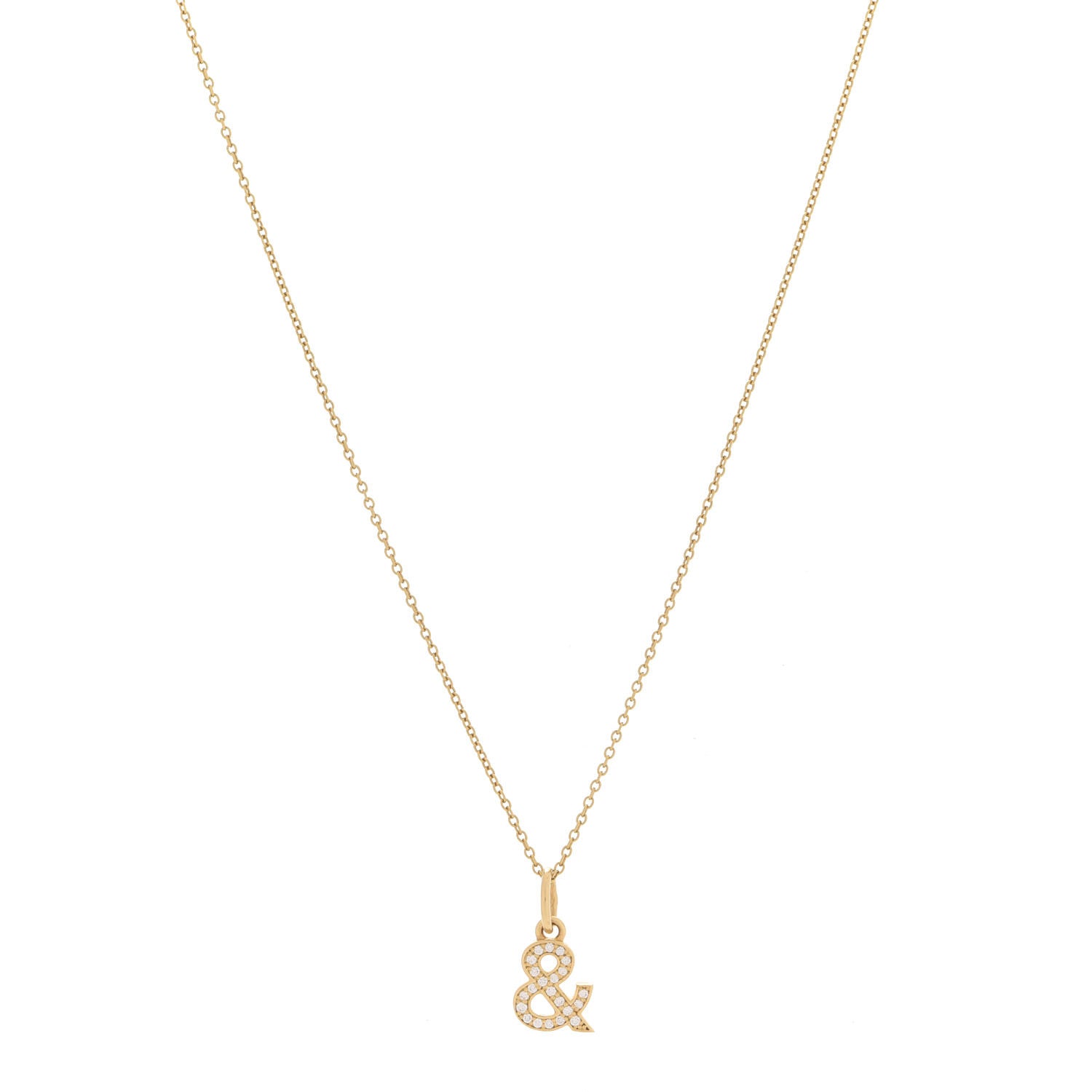 Tiffany 18K Yellow Gold Diamond Ampersand Pendant Necklace 1 of 7