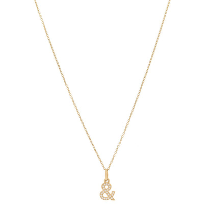 Tiffany 18K Yellow Gold Diamond Ampersand Pendant Necklace 1 of 7