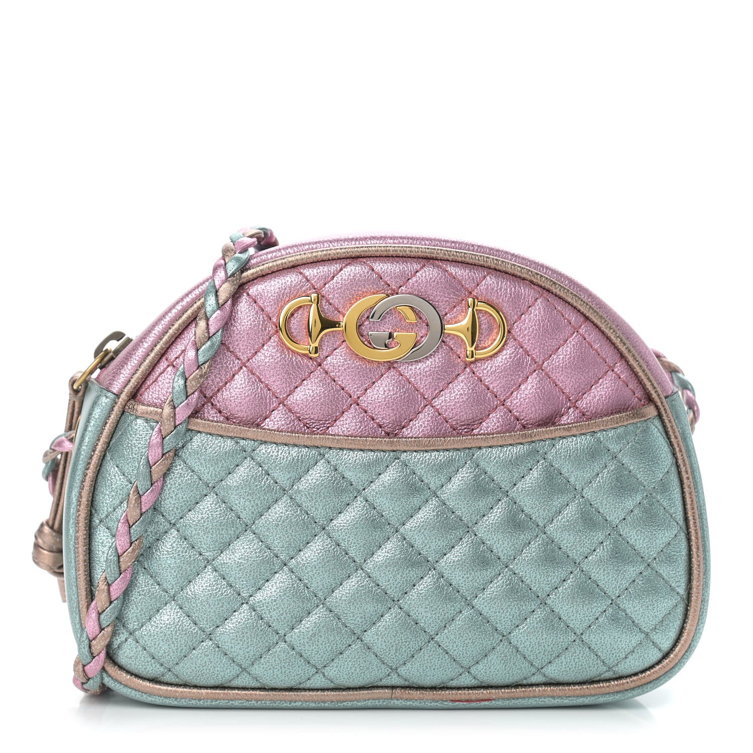 Gucci Laminated Nappa Trapuntata Mini Zumi Dome Shoulder Bag Rosa Lago Rame 1 of 9